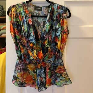 The Kooples Snap Closure Crossover Peplum Blouse - size 1